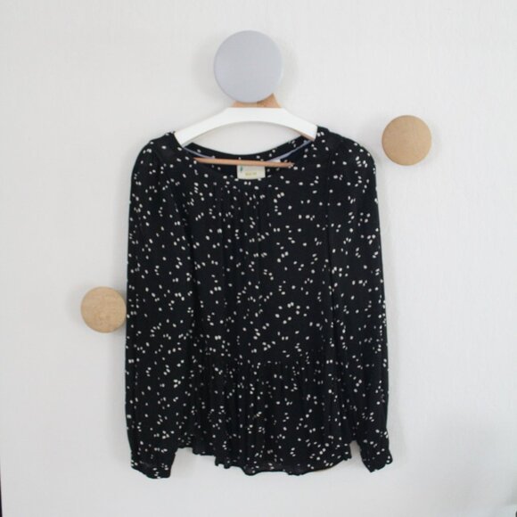 Anthropologie x Meave Cheyenne Polka Dot Long Sleeve Drop Waist Blouse - Small - Picture 3 of 9